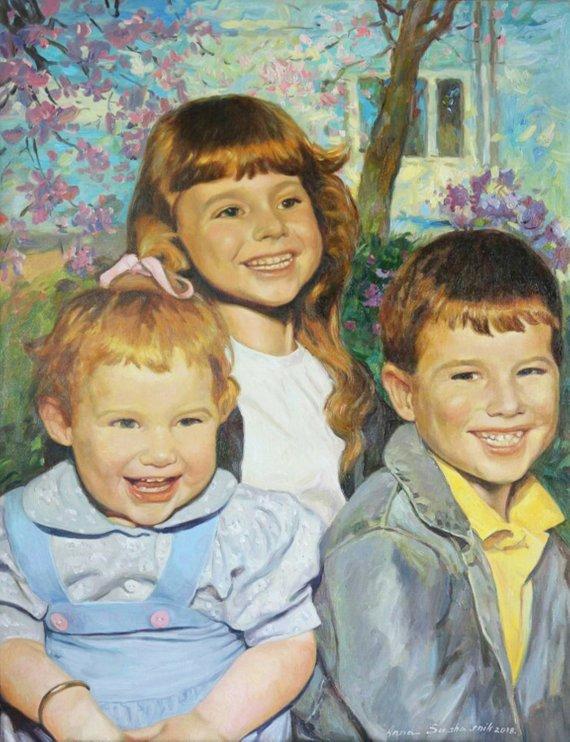F&S Gift Store Custom oil portrait, Oil painting portrait, Custom child painting, Commission oil painting, Kids oil painting, Order portrait on canvas