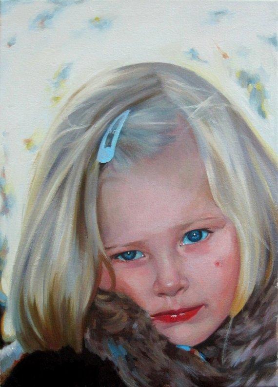 F&S Gift Store Custom child portrait, Painting portrait, Custom dog paintings, Commission painting, Gift for mom, Oil painting portrait custom, Mom gift