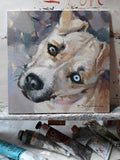 F&S Gift Store Custom pet portrait Beige dog painting original art Personalized gift dog lovers Dog portrait Small picture canvas painting doggy artwork