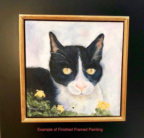 F&S Gift Store Custom Pet Portrait, Pet Portrait, Cat Pet Oil Painting, Hand-Painted Cat Portrait, Pet Artwork, Portrait from Photo, Commissioned Art