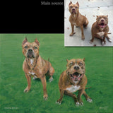 F&S Gift Store Pet portrait custom, Pet portrait, Dog Painting, Two Pit Bulls - oil painting on canvas. 50% DEPOSIT. Handmade Custom pet portrait. TWO DOGS