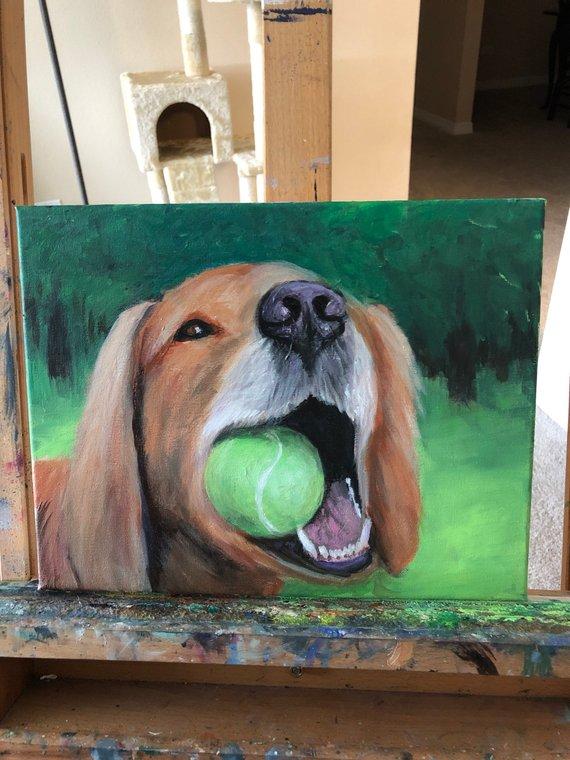 F&S Gift Store Customized Pet Portraits Acrylic on canvas original painting