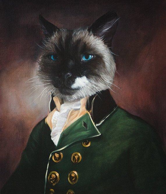 F&S Gift Store Single Custom Pet Portrait in Suit | Unique gift, Antique oil painting, Gothic Home Decor, Animal painting, Pet in suit, Personalized gift
