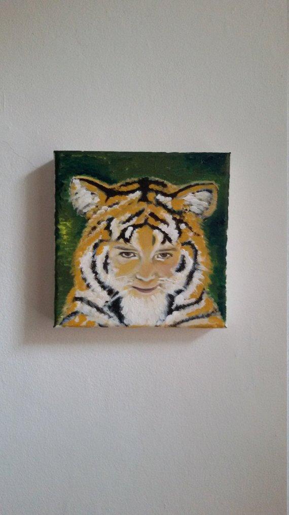 F&S Gift Store Motto portrait painting tiger, fairy, bee, princess, prince, pirate acrylic after classic photo template