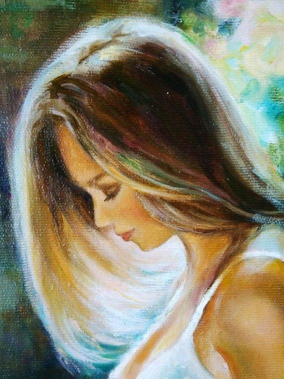 F&S Gift Store Custom oil portrait, Portrait from photo, Female portrait, Oil painting, In the garden painting, Tenderness painting, Beautiful painting