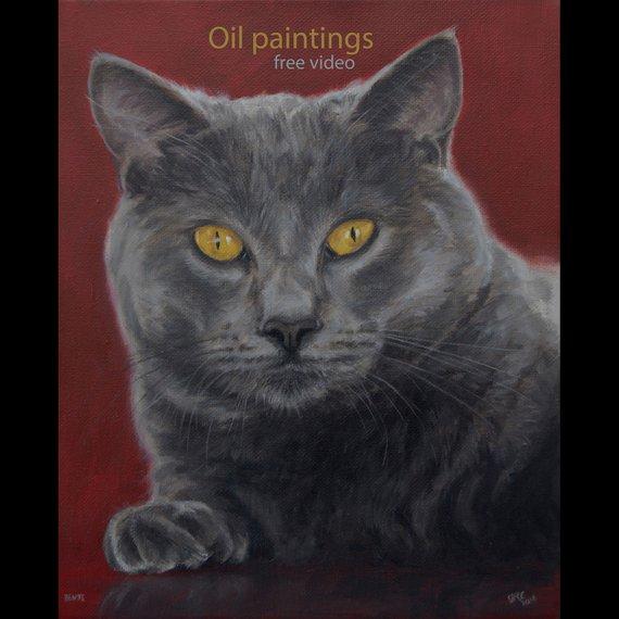 F&S Gift Store Pet portrait custom cat portrait painting - oil painting on canvas. 50% DEPOSIT. Handmade Custom pet portrait.