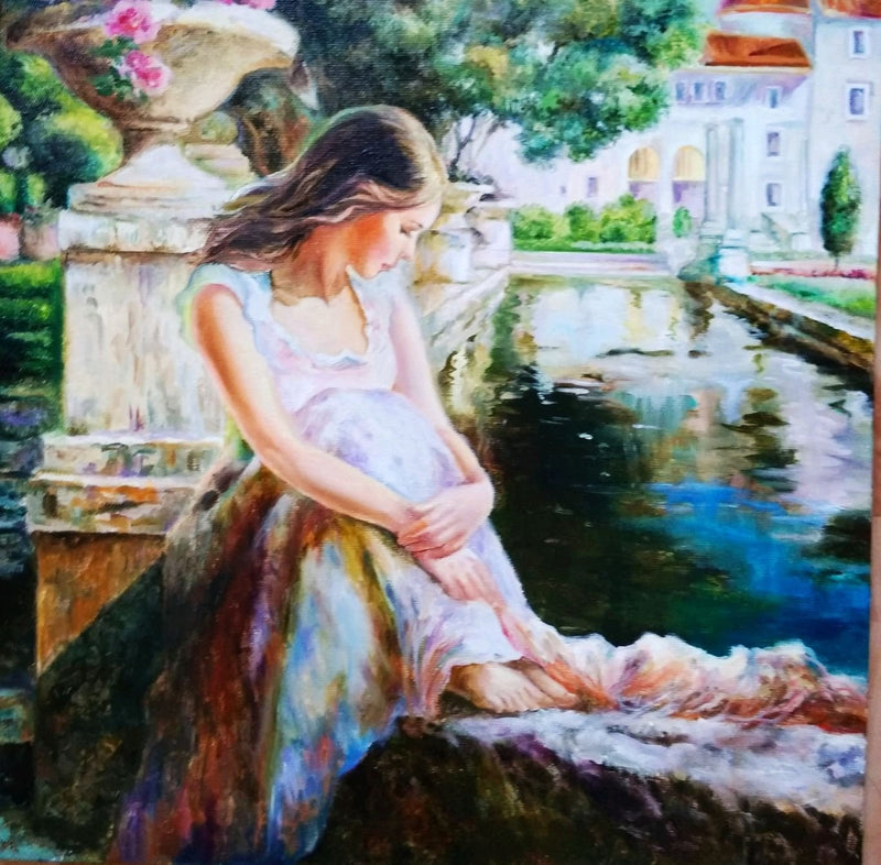 F&S Gift Store Female portrait, Custom oil portrait, Portrait from photo, Oil painting, In the garden painting, Tenderness painting, Beautiful painting