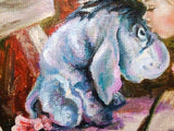 F&S Gift Store Girl and the donkey Eeyore, Winnie the Pooh, Children baby portrait, Custom oil painting portrait, Tenderness, Child and toy painting