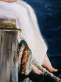 F&S Gift Store Woman on the pier painting, Female portrait, Woman reading poetry, Custom oil portrait, Oil painting, Tenderness painting, Summer day