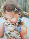 F&S Gift Store Girl and kitty painting, My favorite cat, Pets, Child portrait, Girl portrai artt, Custom oil portrait, Oil painting, Tenderness painting