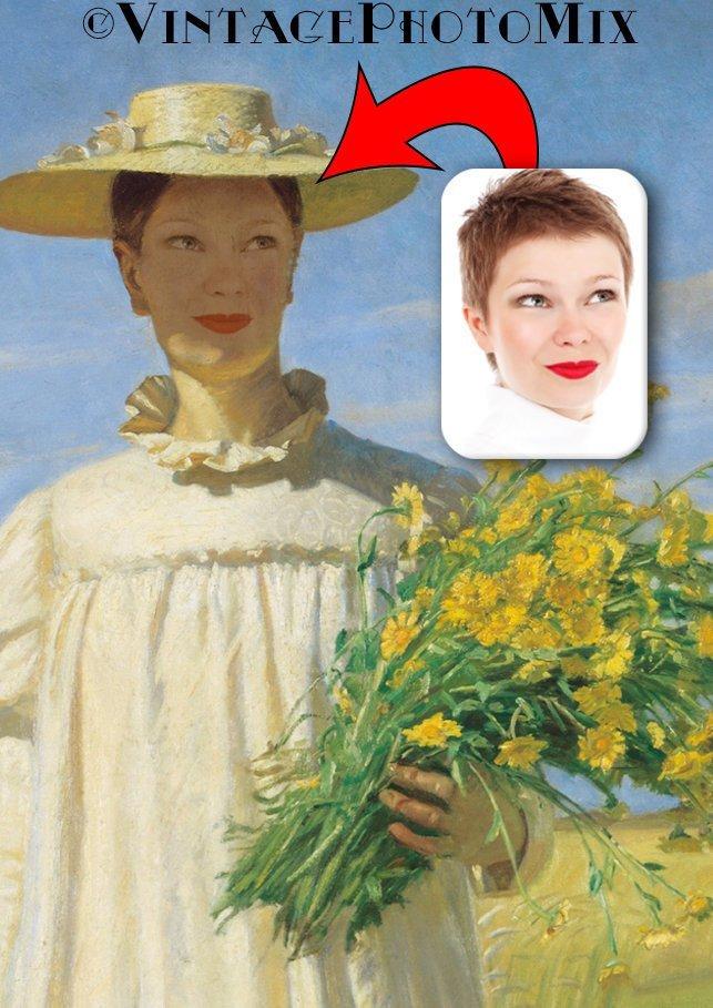 F&S Gift Store You as iconic BEAUTY on classic famous oil painting * Custom-made surprising gift on ANY occasion * Lady with flowers Personalized portrait