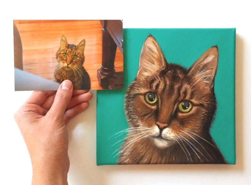 F&S Gift Store Custom Pet Portrait Cat Painting Dog Painting Cat Portrait Dog Portrait Pet Memorial Painting from photo colorful pop art hand painted
