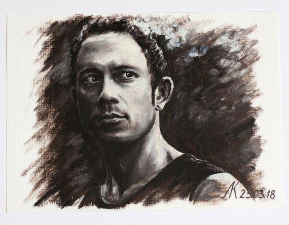 F&S Gift Store Man portrait in oil painted from photo. Custom order 9x13inches