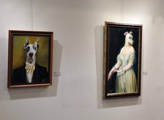 F&S Gift Store Custom Dog Portrait From Photo, Pet Painting Dressed In A Suit, Oil Canvas, Animal Wall Art