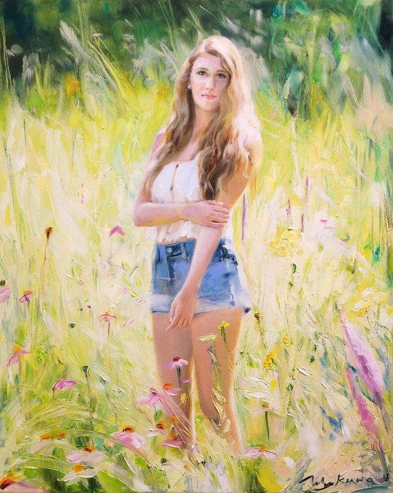 F&S Gift Store Custom canvas art, Customized portrait, Painting portrait, Made to order painting, Custom oil on canvas, Female portrait