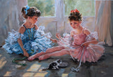 F&S Gift Store Young girls children ballerinas, Original Oil Painting on canvas, The lesson of ballet, Customer oil painting, Ballerina,Girls and a kitty