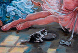 F&S Gift Store Young girls children ballerinas, Original Oil Painting on canvas, The lesson of ballet, Customer oil painting, Ballerina,Girls and a kitty