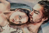 F&S Gift Store lovers, couple, twain, man and woman, portrait for lovers, wedding painting, watercolor painting, portrait from photo, wedding gift, art