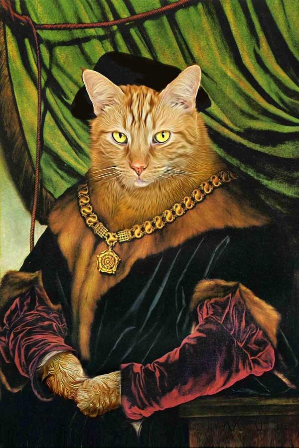 F&S Gift Store The Aristocat (or dog) - Custom Pet Portraits - Dog Portraits / Cat Portraits - Digital personalized portrait painting using your pet Photo