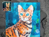 F&S Gift Store Cat Portrait Colorful Pet Painting Custom Order Cat art Portrait from Photo Bengal cat Insta cat Memory pet portrait Cat Drawing Bright