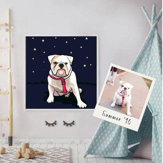 F&S Gift Store Custom dog portrait, Framed wall art, custom dog portrait, Dog portrait, custom dog painting, dog art, pet portrait, dog art