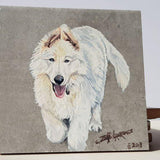 F&S Gift Store Custom Hand Painted Tile~Pet Portrait from Your Photos~Zoe Lawrence Art-Ceramic Wall Art-Pet Portrait in Oils-Christmas Gift;Birthday Gift