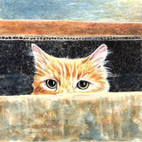 F&S Gift Store Custom Pet Portrait Original Egg Tempera Painting, on wood panel, cradled, cat portrait, memorial pet art
