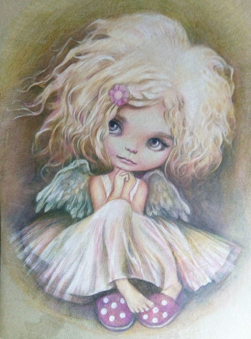 F&S Gift Store Cute angel, Little angel, Colored pencils art, Pastel painting, Guardian Angel painting, Custom angel art, Custom children's portrait