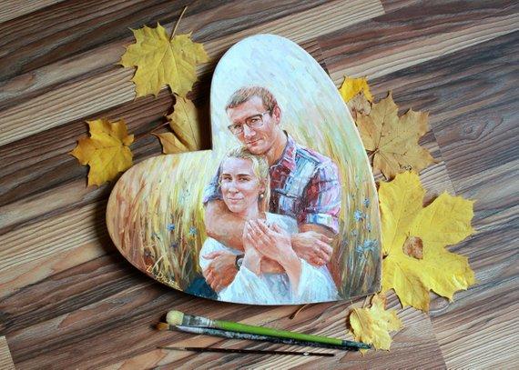 F&S Gift Store Family oil portrait, HeartShape portrait, Romantic Gift, Portrait from photo, Couple oil painting from photo, Wedding gift, Engagement gift