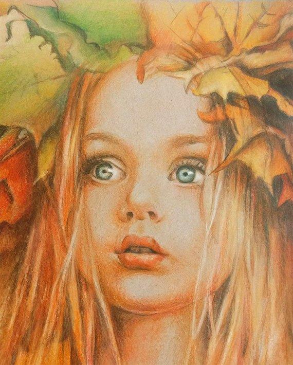 F&S Gift Store Custom portrait, Colored pencils art, Pastel painting, Watercolor drawing, Autumn Child Portrait, Portrait from photo, Birthday gift art