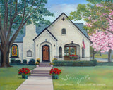 F&S Gift Store Home portrait oil on canvas painting Realtor closing gift for clients Original custom house art from photos by Janet Zeh