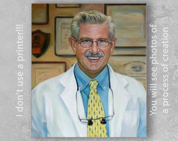 F&S Gift Store Gift for dad, Personalized portrait, Custom oil portrait, Custom canvas art, Commission portrait, Custom oil painting from photo, Oil paint