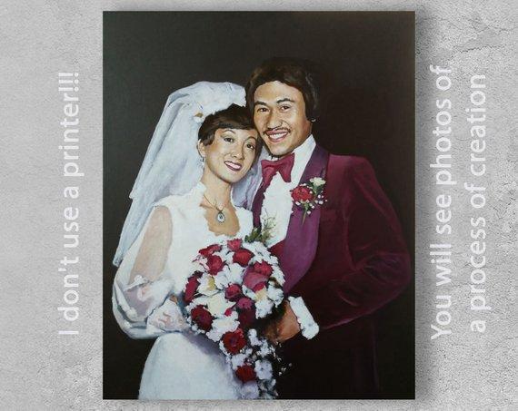 F&S Gift Store Wedding portrait, Custom canvas art, Custom painting, Wedding gift, Couple portrait, Family painting, Customized painting, Anniversary gift