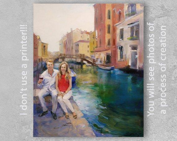 F&S Gift Store Personalized gift, Couple portrait, Custom oil painting portrait, Photo to painting canvas, Photo to canvas, Order portrait on canvas