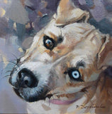 F&S Gift Store Custom pet portrait Beige dog painting original art Personalized gift dog lovers Dog portrait Small picture canvas painting doggy artwork