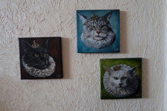 F&S Gift Store Custom Pet Portait Oil Peinting,Animal Art Portrait,Oil Paintings Pets,Cats Art,Cats Painting,Wall Decor,