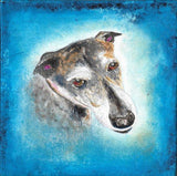 F&S Gift Store Dog from photo, oil on canvas painting, portrait animal art, size square 20 cm, birthday, mourning, Christmas cat