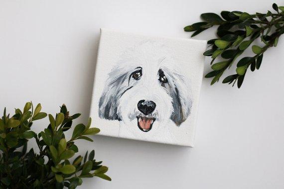 F&S Gift Store Mini Pet Portrait, pet painting, mini pet painting, small pet portrait, small pet painting, pet painting custom, custom pet portrait, gift