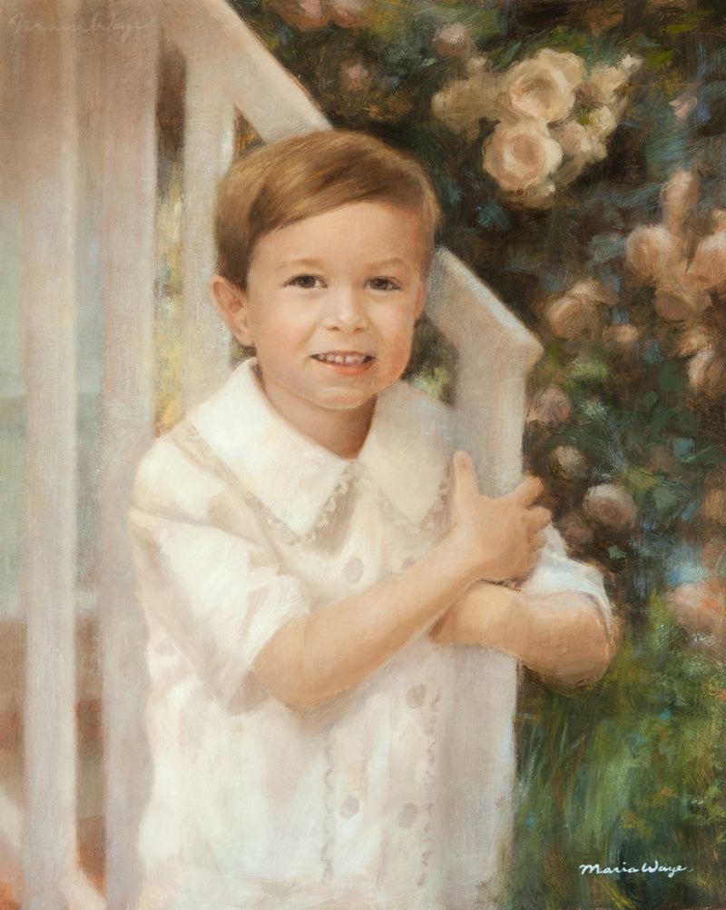 F&S Gift Store Custom portrait oil painting son boy grandma gift grandchild grandparent grandson 16 x 20 realistic portrait painting commission from photo