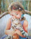 F&S Gift Store Girl and kitty painting, My favorite cat, Pets, Child portrait, Girl portrai artt, Custom oil portrait, Oil painting, Tenderness painting
