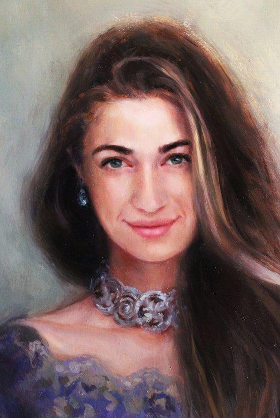F&S Gift Store Custom Portrait Painting Personalized Oil canvas Painting Art from photo Family Wedding Portraits Contemporary Realistic Art