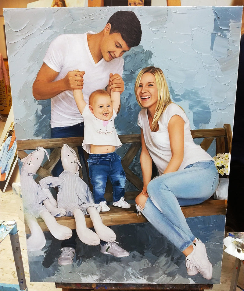 F&S Gift Store Custom family oil painting from photo,Custom painting from photo,Custom oil painting,Custom oil portrait,Portrait from photo,Painting from photo