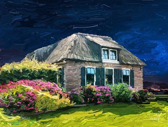F&S Gift Store Custom Home Portrait From Your Photo, Housewarming Gift, Christmas Gift Idea, House Painting (Digital File)