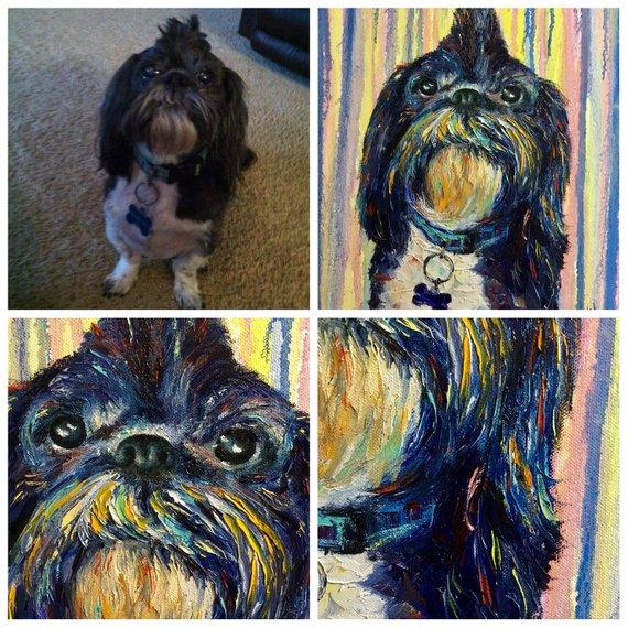 F&S Gift Store Dog painting custom Pet pop art portrait Portrait from photo Dog art canvas Dog painting to order Comission painting pet Colorful art dog