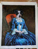 F&S Gift Store Hand Painted Custom Cat Dog Portrait Oil Painting, Paint from Digital Image , Commission Pet Art with Clothes