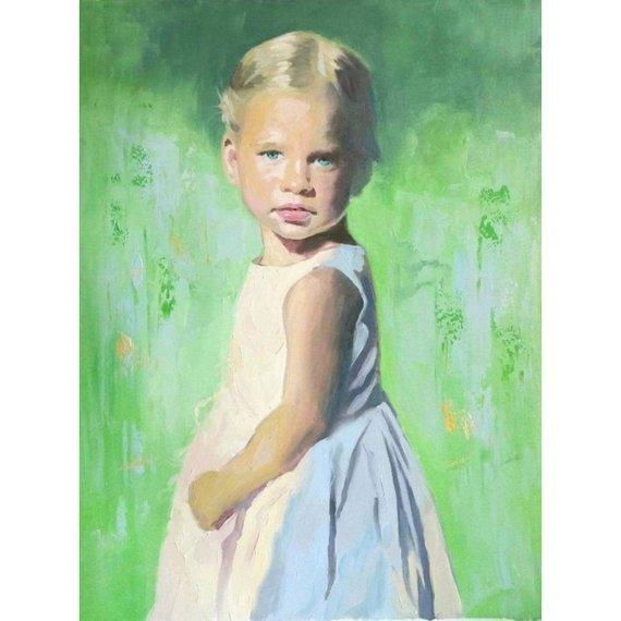 F&S Gift Store Portrait Painting Custom Oil Canvas, Painting From Photo, Baby Girl Boy Kids Gift, Family Personalized Gift