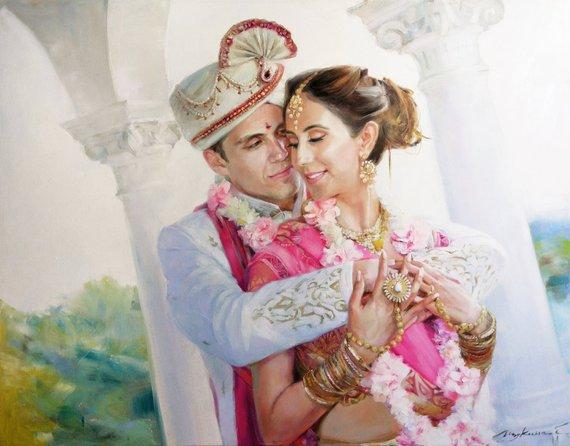 F&S Gift Store Wedding portrait, Custom couple portrait, Painting from photo, Customized portrait, Order oil painting, Family painting