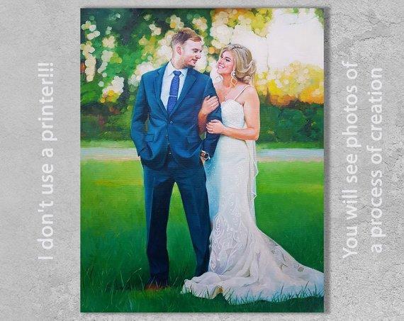 F&S Gift Store Oil painting portrait, Wedding portrait, Painting from photo, Customized painting, Commission portrait, Luxury gift, Memorial art