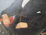 F&S Gift Store Antique Victorian SUPER SHABBY Gentleman Falling Apart Oil PAINTING Over Photograph c1860-70s As Is