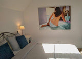F&S Gift Store Original oil painting on canvas: Nude Woman in Bed, Mediterranean light, Personalized gift, Interior wall art, Art painting by Galit Hahn